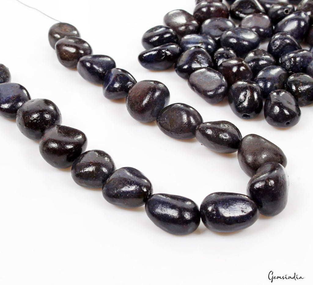 1770 Ct Natural Blue Sapphire Tumble Cab Loose Drilled Beads Wholesale Lot~60 Pc