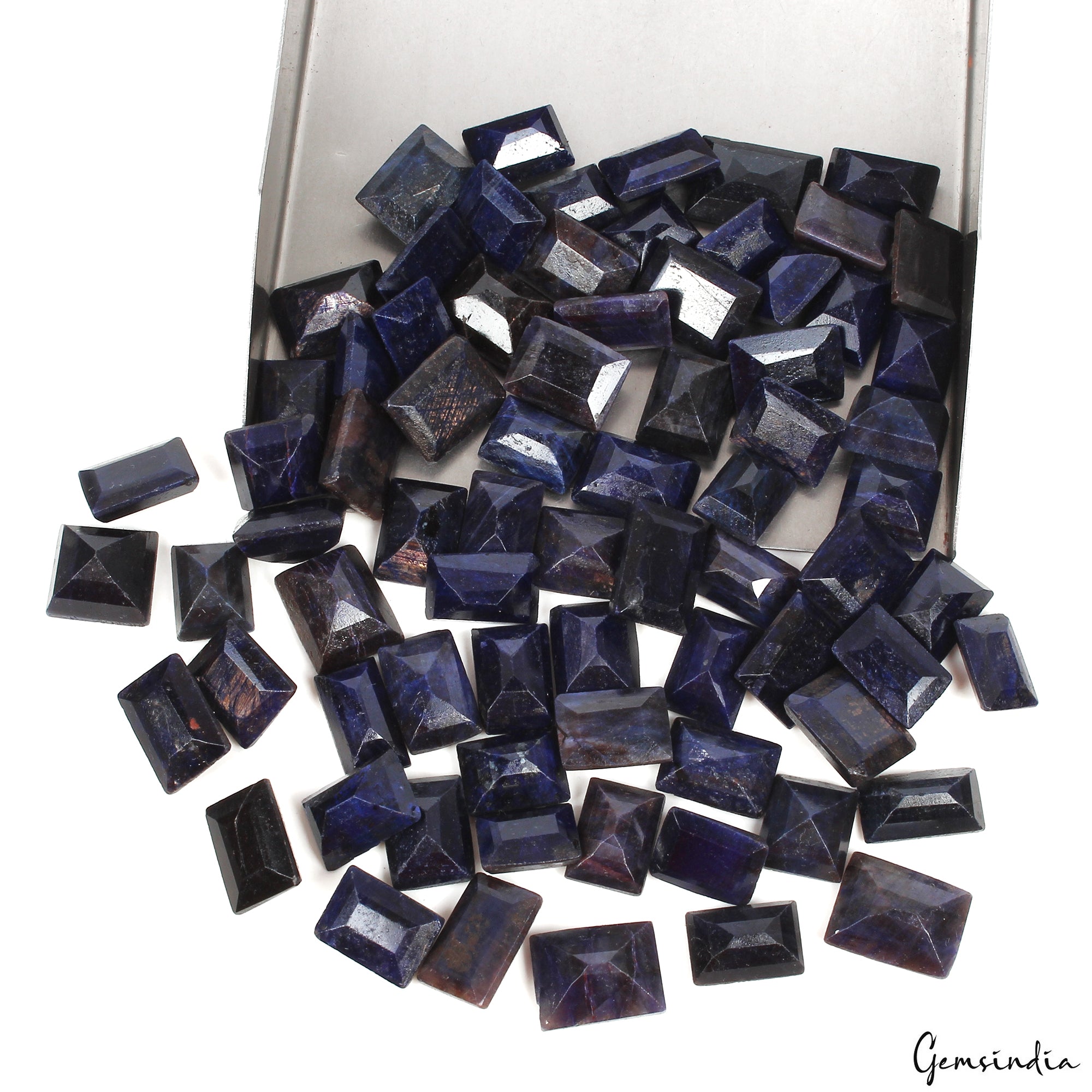 720 Ct/75 Pcs Natural Blue Sapphire Baguette Cut Loose Gemstones Lot For Jewelry