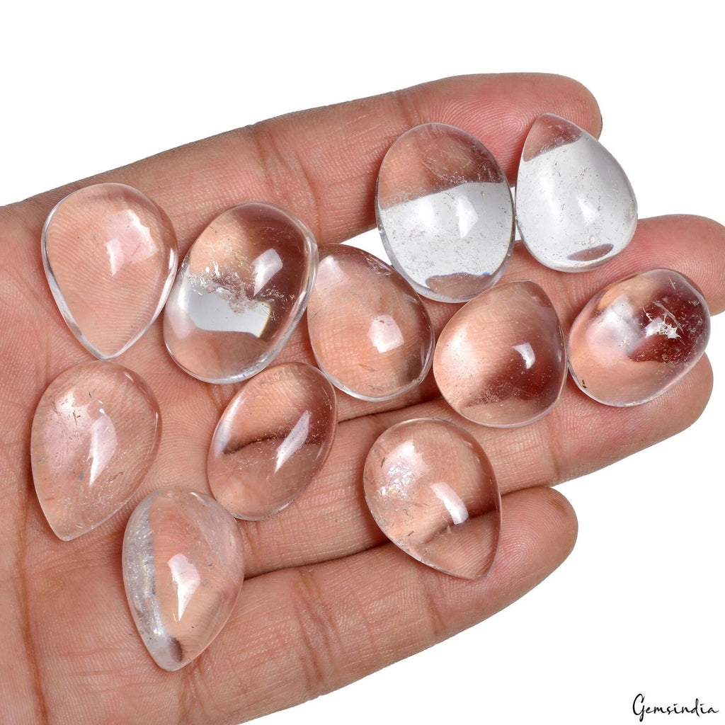 330 Cts/11 Pcs Natural Untreated White Crystal Quartz Mixed Cab Gems For Jewelry