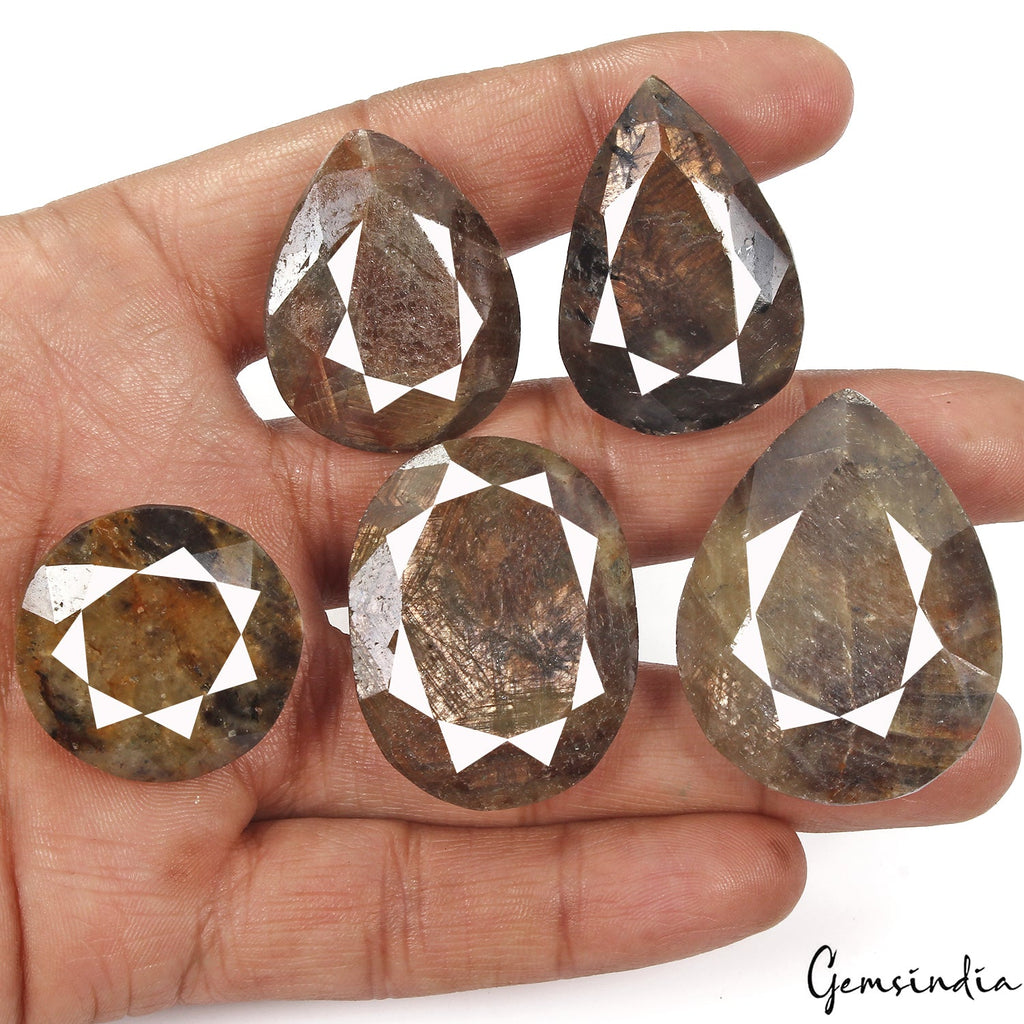650 Cts/5 Pcs Natural Untreated Bi Color Sapphire Mixed Cut Loose Wholesale Gems