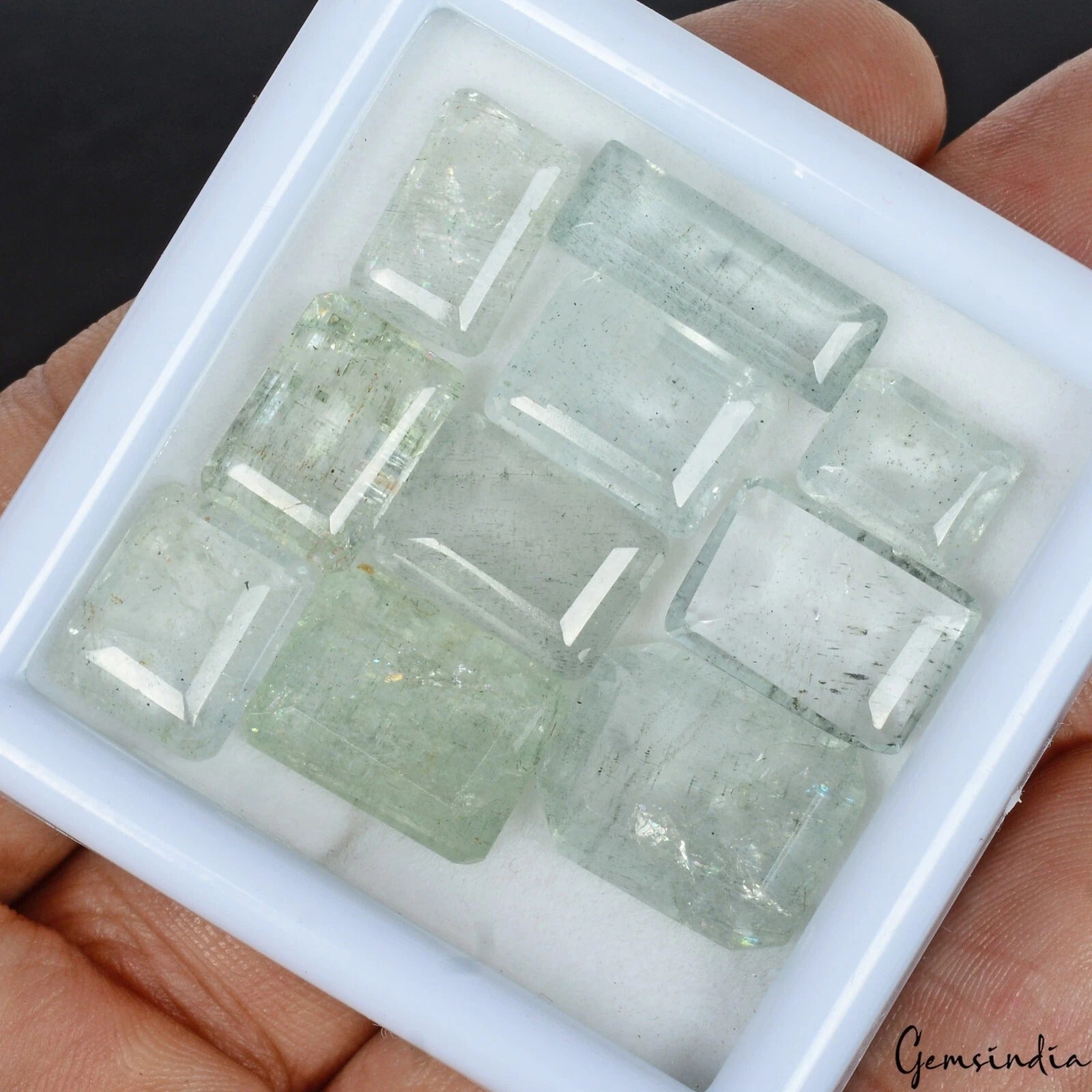 52.70 Cts/10 Pcs Natural Unheated Green Aquamarine Octagon Cut 9m-17mm Gems Lot