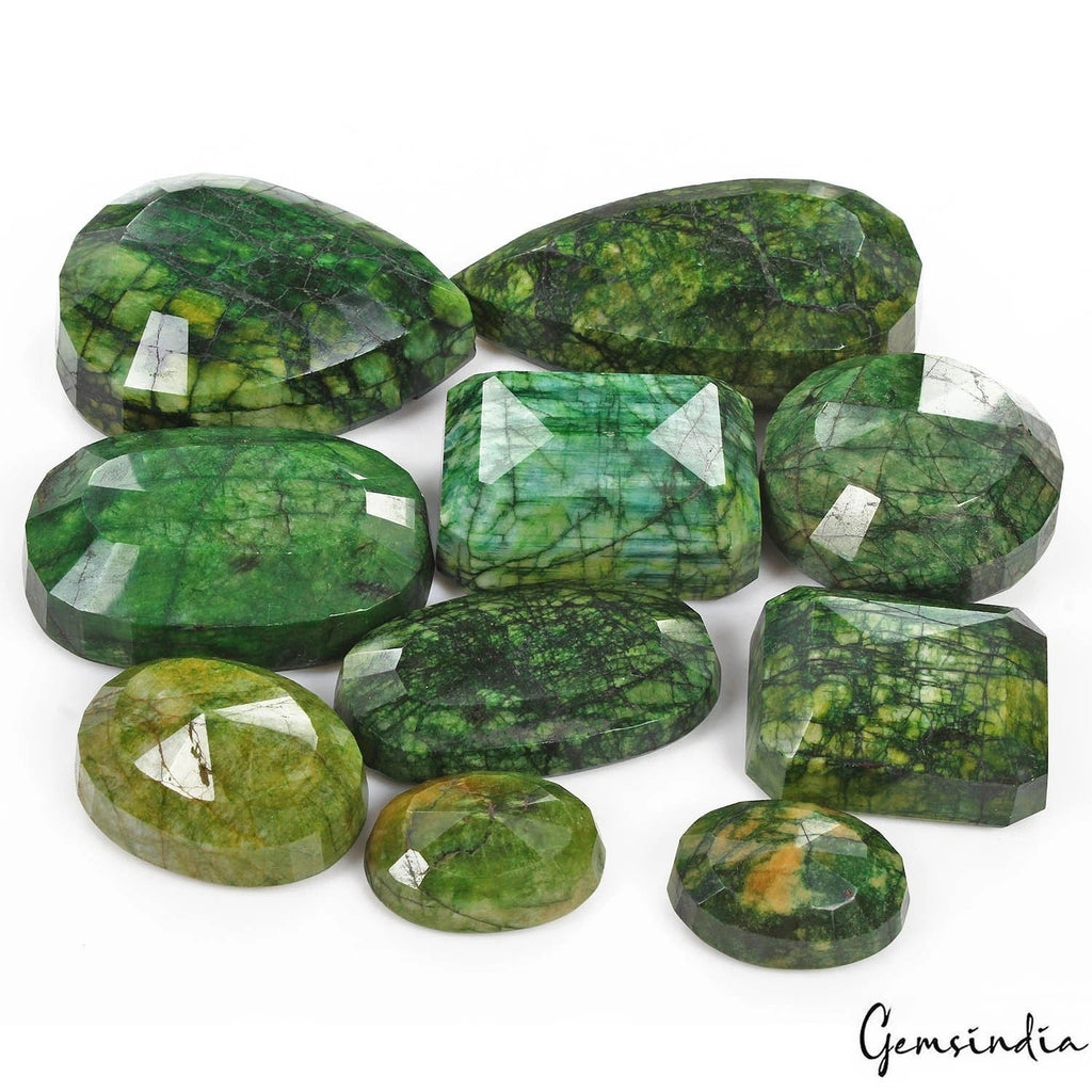 9760 Ct/10 Pcs Natural Brazilian Dark Green Emerald Mix Cut Loose Wholesale Gems