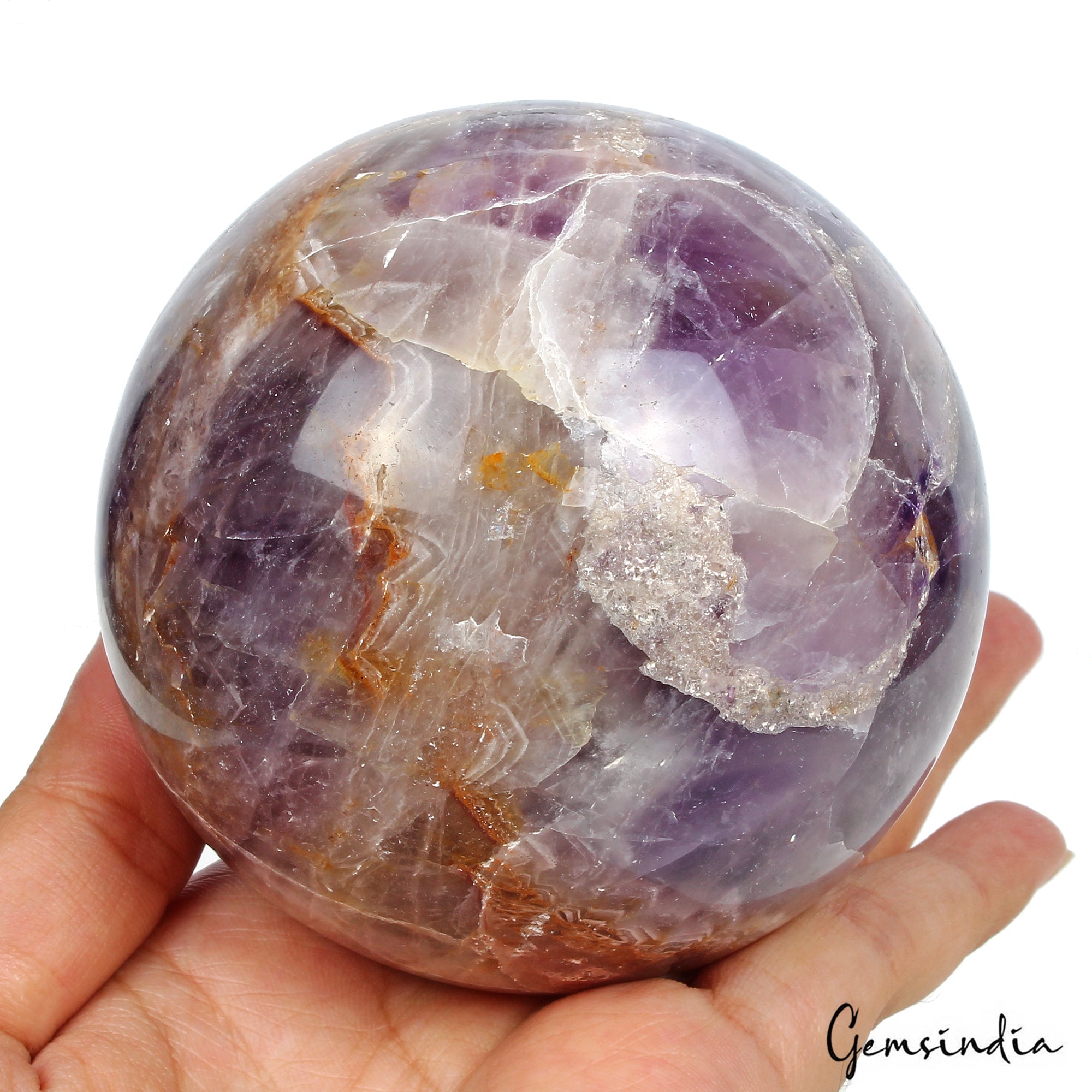 3460 Ct Natural Purple Amethyst Healing Crystal Mineral Sphere Gems With Stand