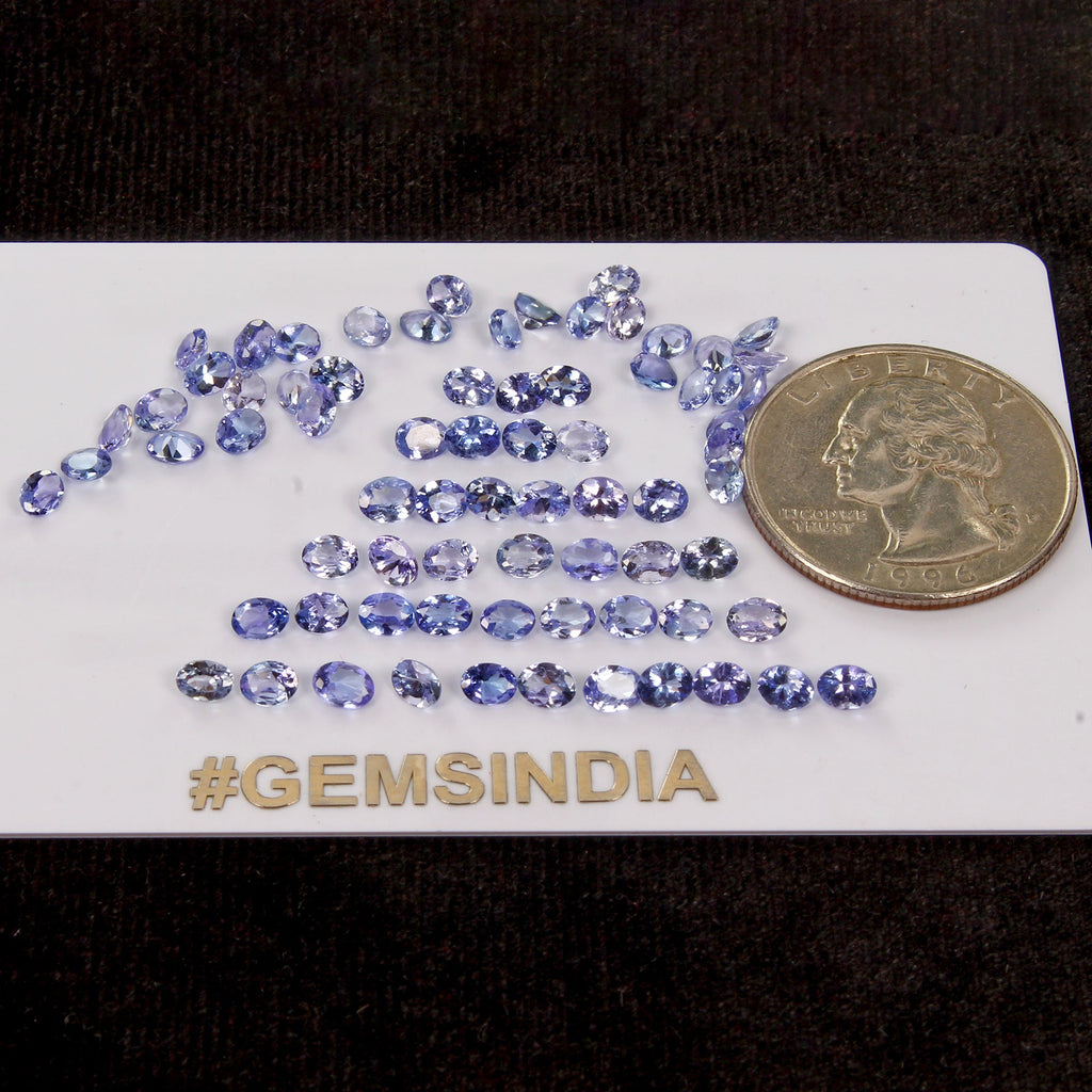 Oval Cut Natural Unheated Violet Blue Tanzanite 11.70ct 4x3mm 74pcs Lot Gemstone