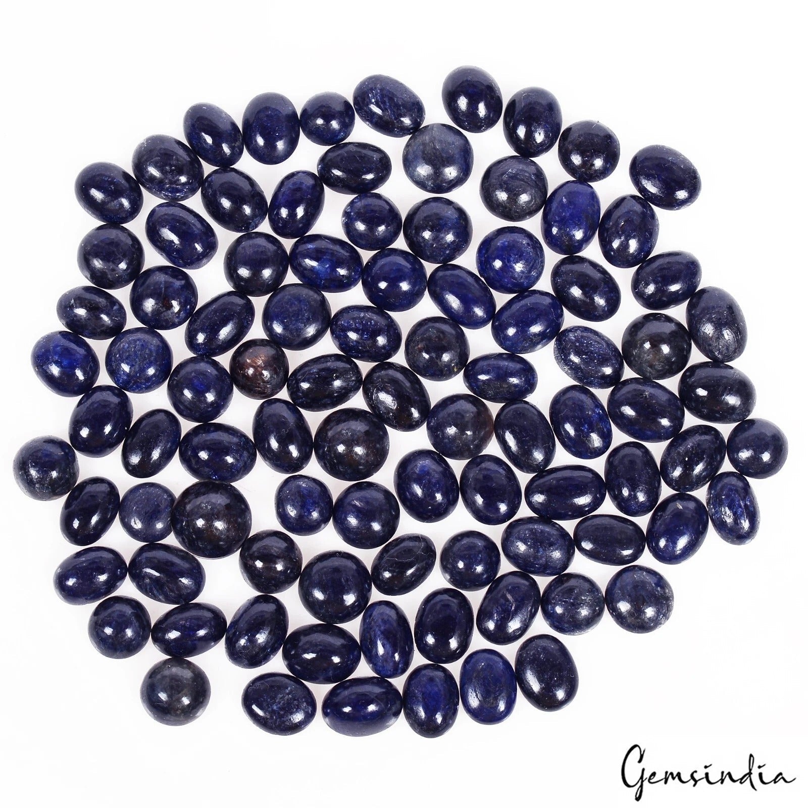240 Ct Natural Blue Sapphire Oval Cab 6-9mm Loose Wholesale Gemstones Lot~92 Pcs