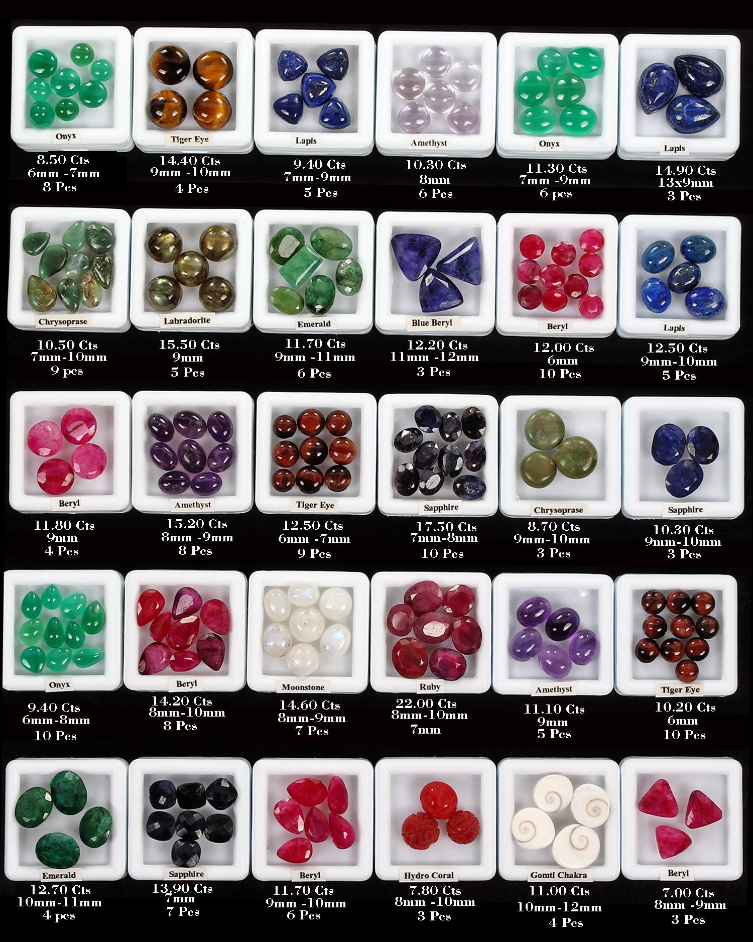 181 Pcs Estate Genuine Semi Precious Loose Multi Color Gem Collection+Wooden Box