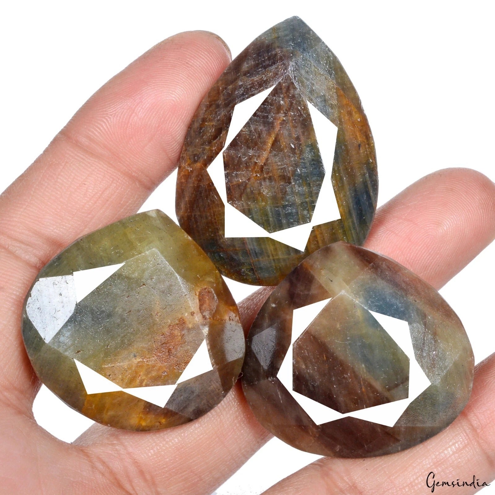 700 Ct Natural Brown Blue Sapphire Loose Untreated Mix Cut Gemstones Lot ~ 3 Pcs