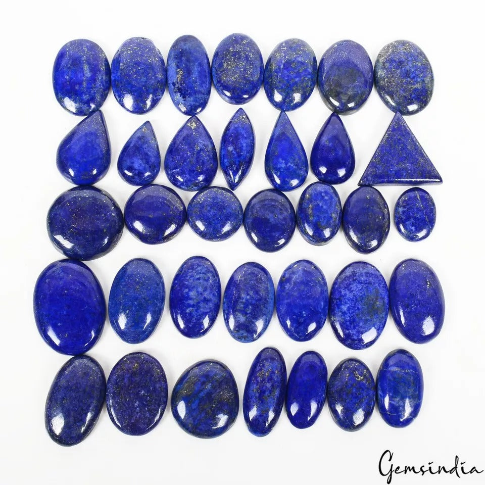 1140 Ct/35Pcs Natural Blue Gold Pyrite Lapis Lazuli Mix Cab Loose Wholesale Gems
