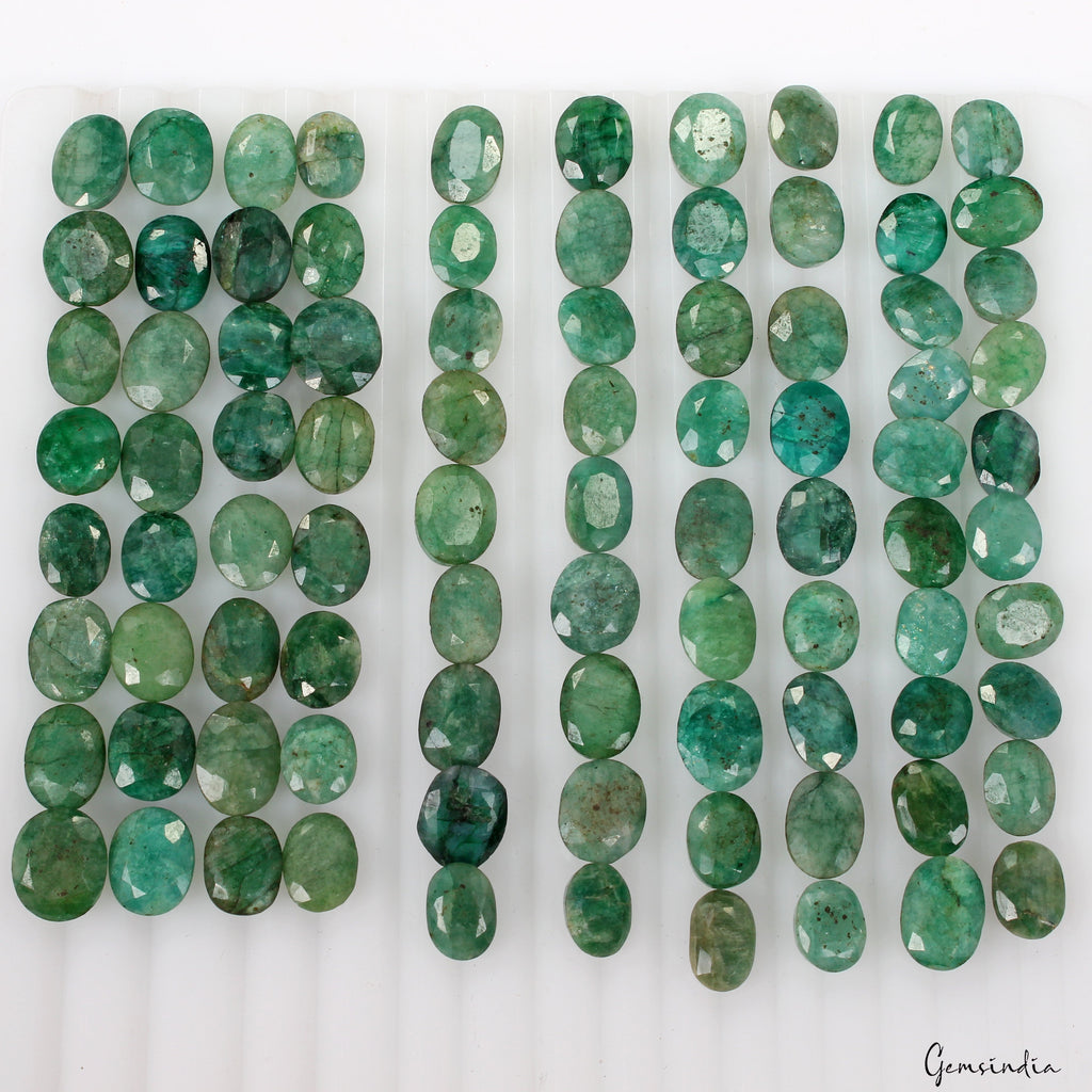 300 Cts/88 Pcs Natural Green Brazilian Emerald Oval Cut Loose Gems For Jewelry