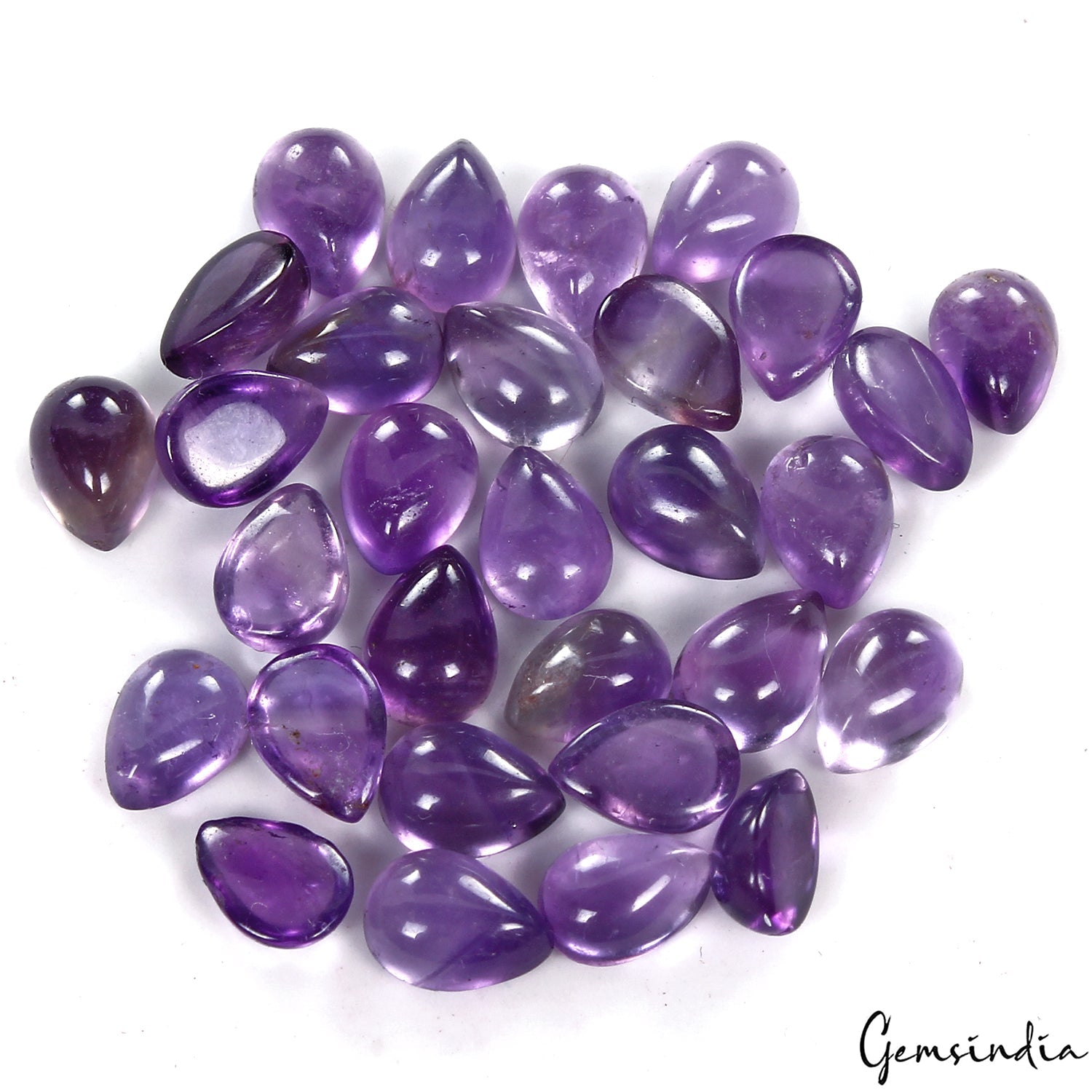 24.90 Cts/30 Pcs Natural Purple Amethyst Pear Calibrated 7*5mm Gems For Jewelry