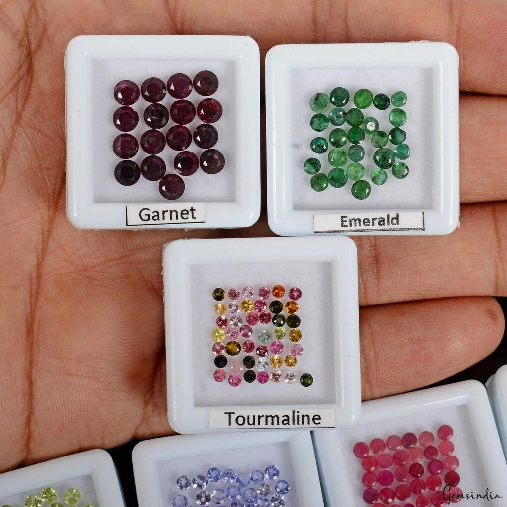 7 Lots Estate Genuine Semi Precious Round Cut Multi Gemstones Collection~240 Pcs
