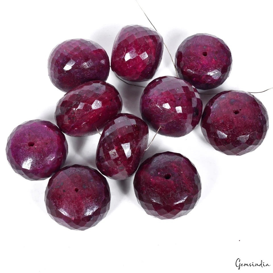 2140 Ct Natural Red Ruby Round Checker Cut Earth Mined Loose Drilled Beads Gems
