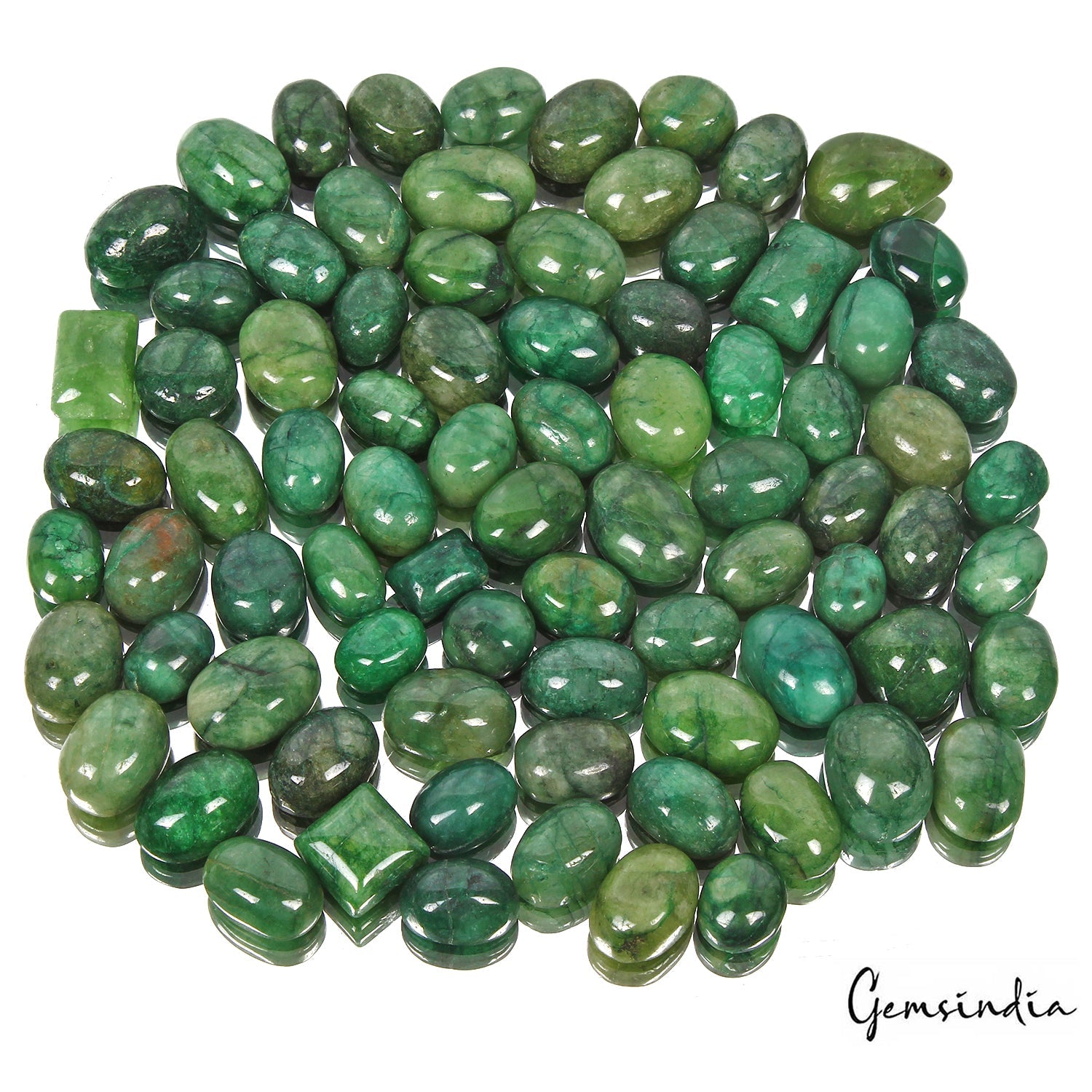 880 Cts/81 Pcs Natural Brazilian Dark Green Emerald Mix Cab Loose Wholesale Gems