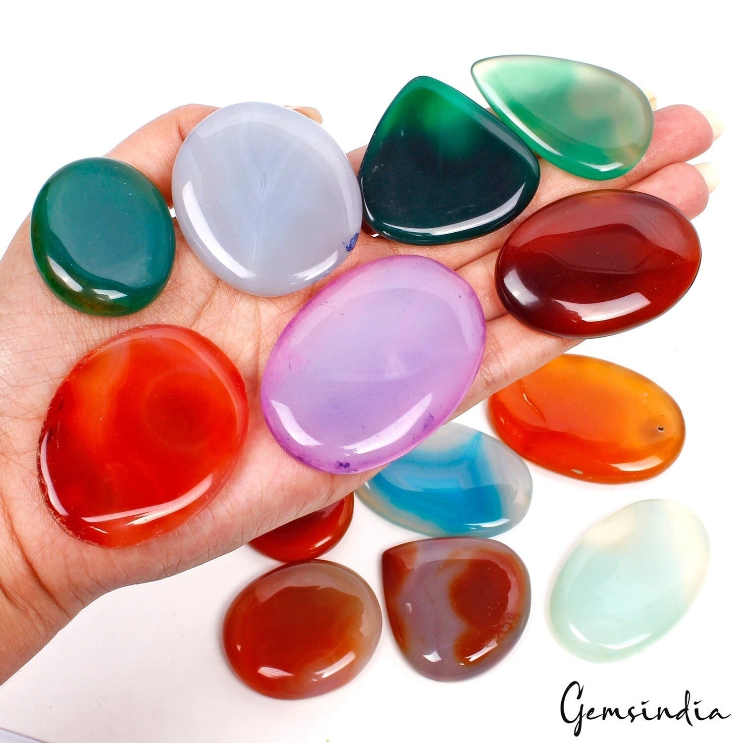 15 Pcs Natural Multi Color Onyx Cabochon Loose Gemstone Wholesale lot.~1600 Ct