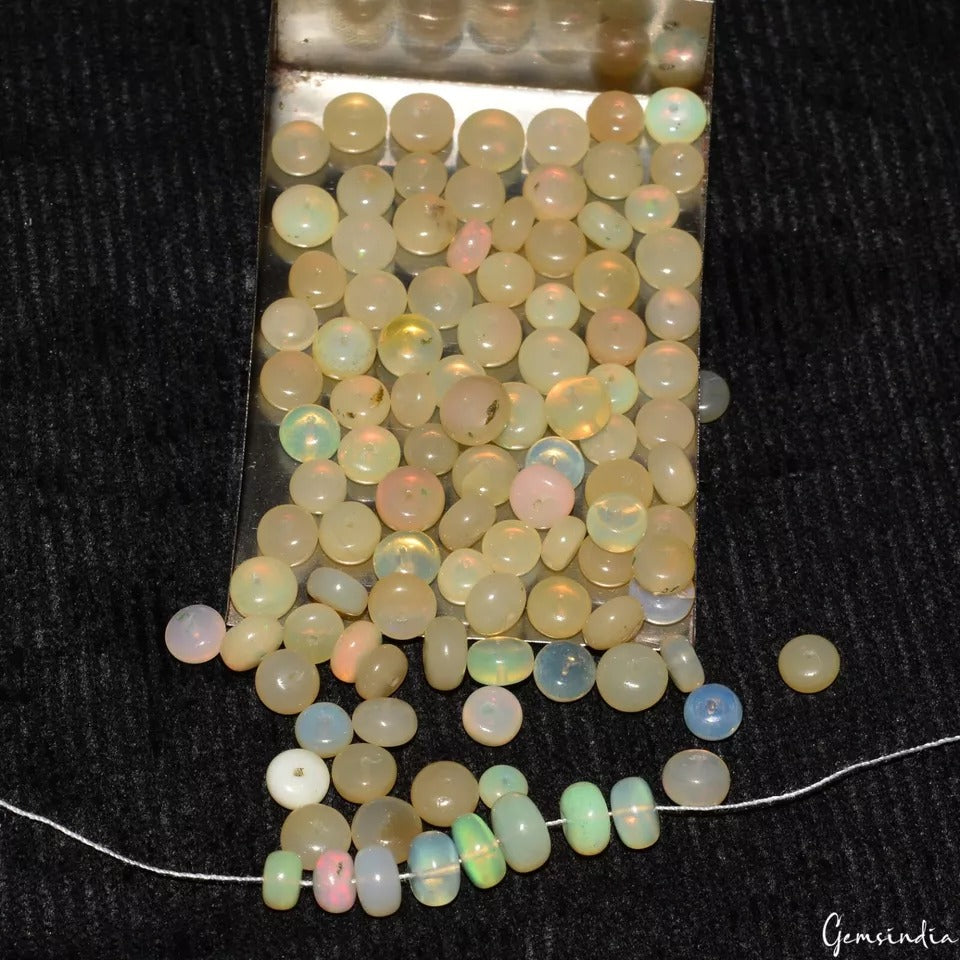 64.90 Ct/108 Pcs Natural Multi Shine Ethiopian Opal Loose Drill Bead Gem