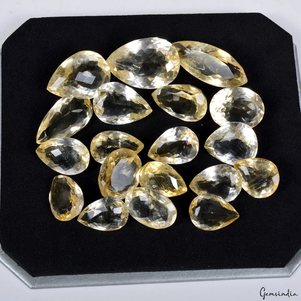 261.10 Ct 19 Pcs Lot 16-30mm Mix Cut Natural Yellow Citrine - Brazil, Gemstone