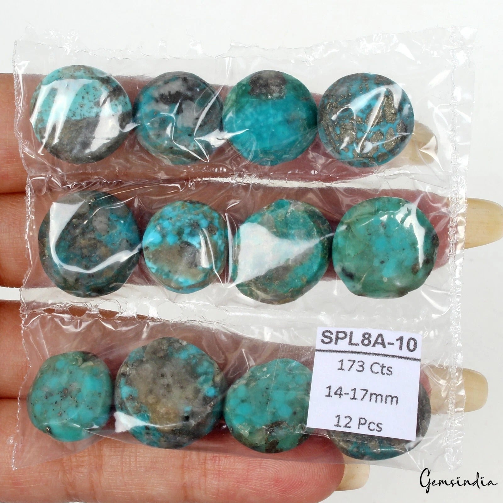 Turquoise Cabochon, Round cabochon, Untreated — 14mm to 17mm, 173 Ct