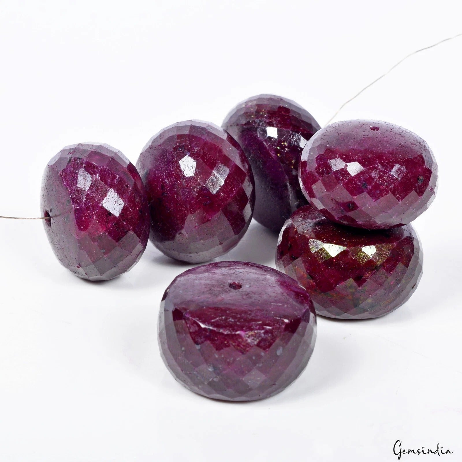 1400 Cts Natural Red Ruby Drilled Faceted Round Cut Shape Loose Gemstone