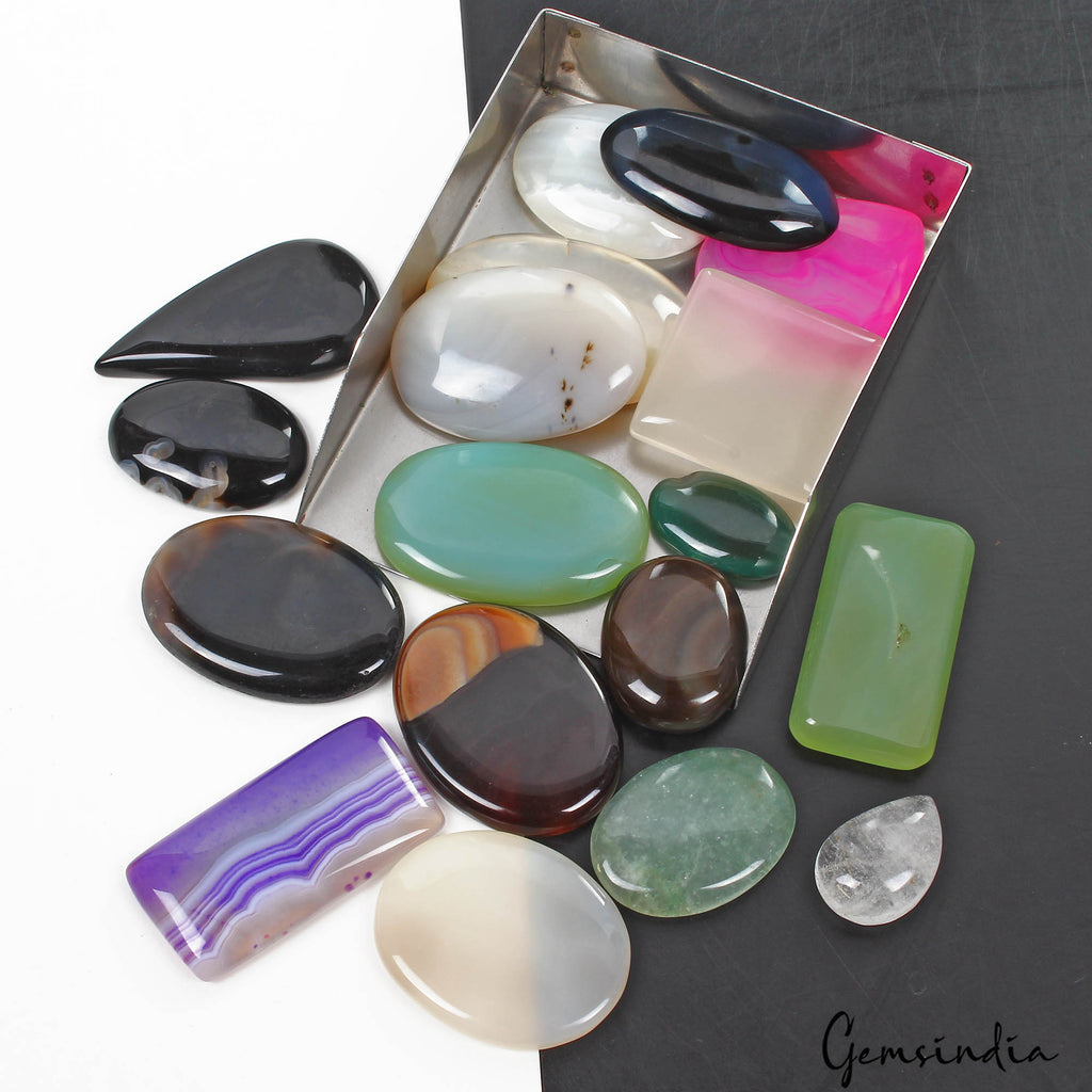 Onyx Lot, Loose Gemstone, Untreated, Multi Color — 18 Pieces, 26mm to 55mm, 1600 Ct, Madagascar
