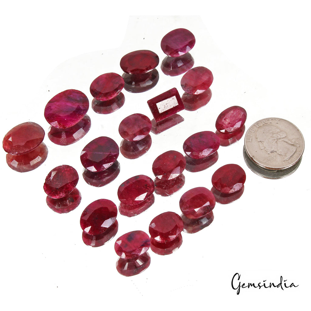 Certified 200 Cts/19 Pcs Natural African Red Ruby Mix Cut Loose Gems For Jewelry