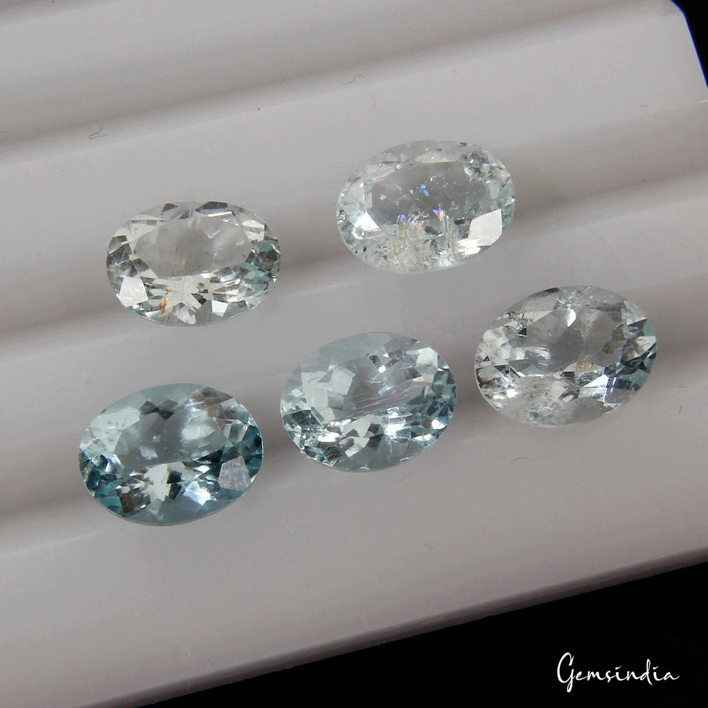 Certified 5 Pc Natural Santa Maria Aquamarine Oval Cut Loose Gem Lot For Jewelry