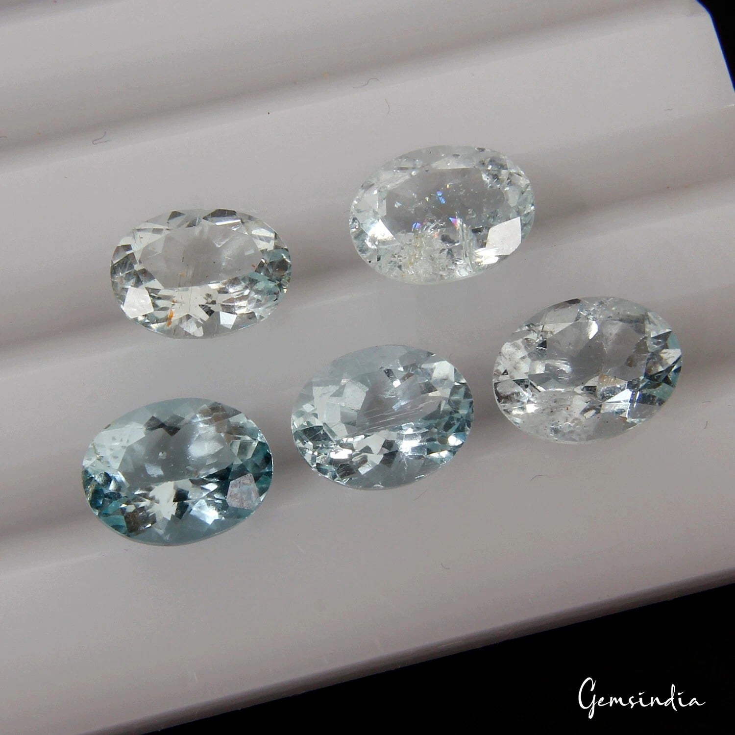 Certified 5 Pc Natural Santa Maria Aquamarine Oval Cut Loose Gem Lot For Jewelry
