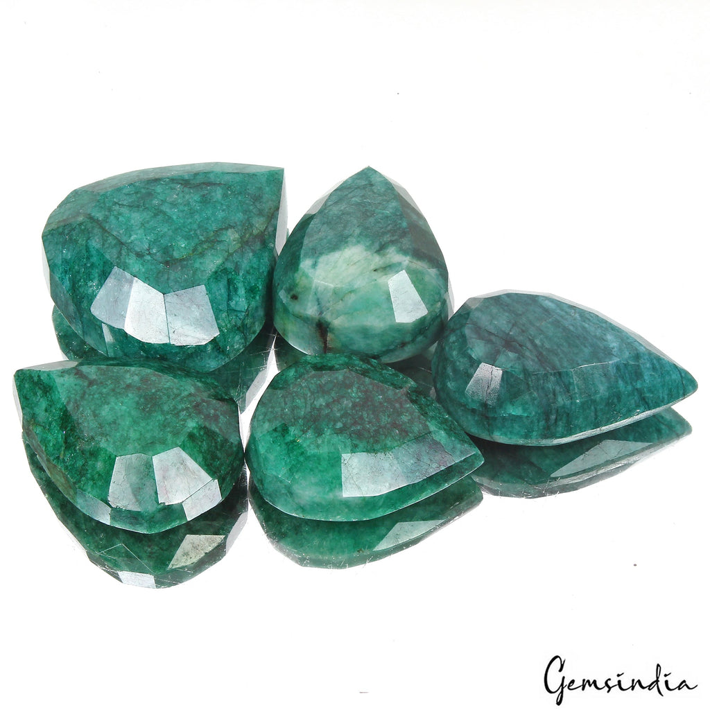 2040 Cts/5 Pcs Natural Brazilian Green Emerald Pear Faceted Cut Loose Huge Gems