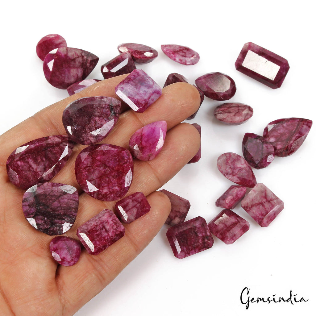 500 Ct/27 Pcs Natural USA Red Beryl Bixbite Mix Faceted Loose Gems Wholesale Lot