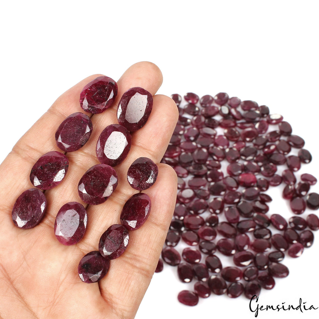 Certified 3000 Ct/195 Pcs Natural Red Ruby Oval Cut Faceted Loose Gemstone Lot