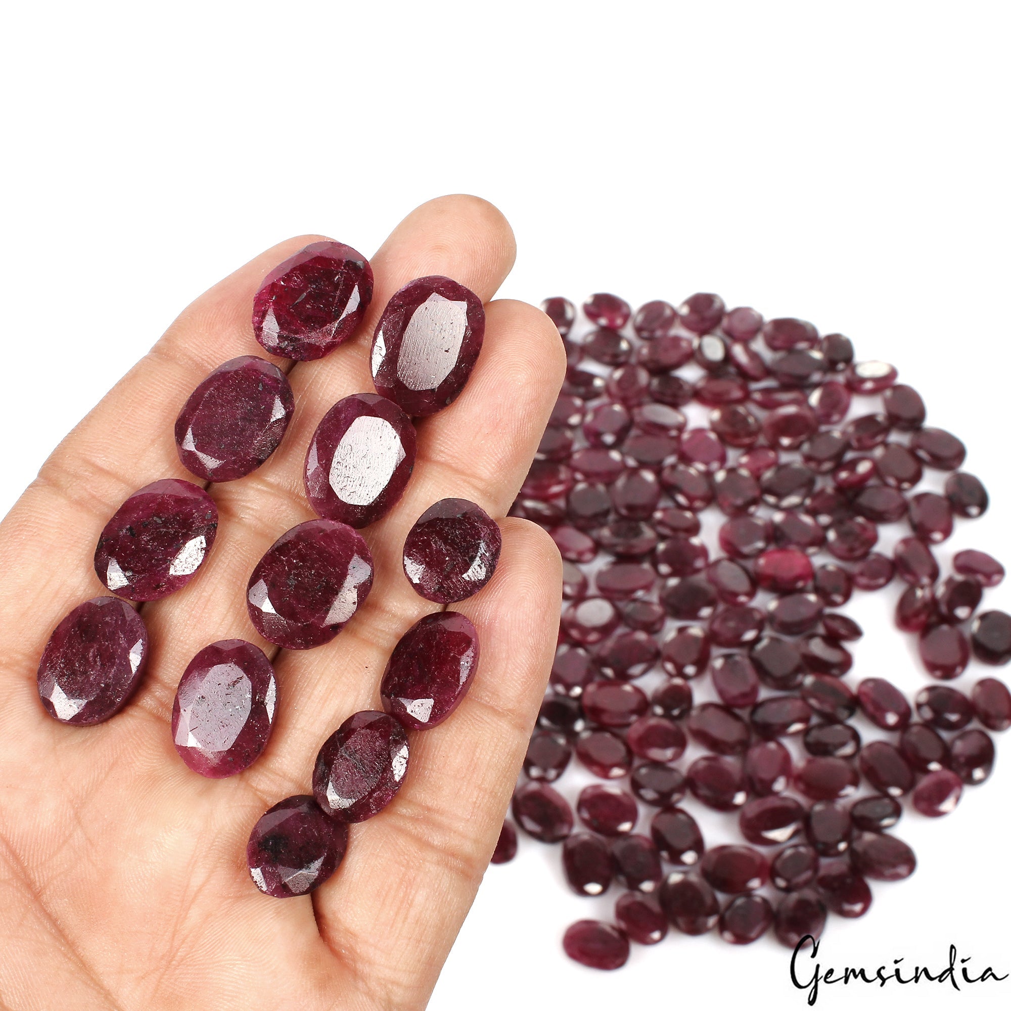 Certified 3000 Ct/195 Pcs Natural Red Ruby Oval Cut Faceted Loose Gemstone Lot