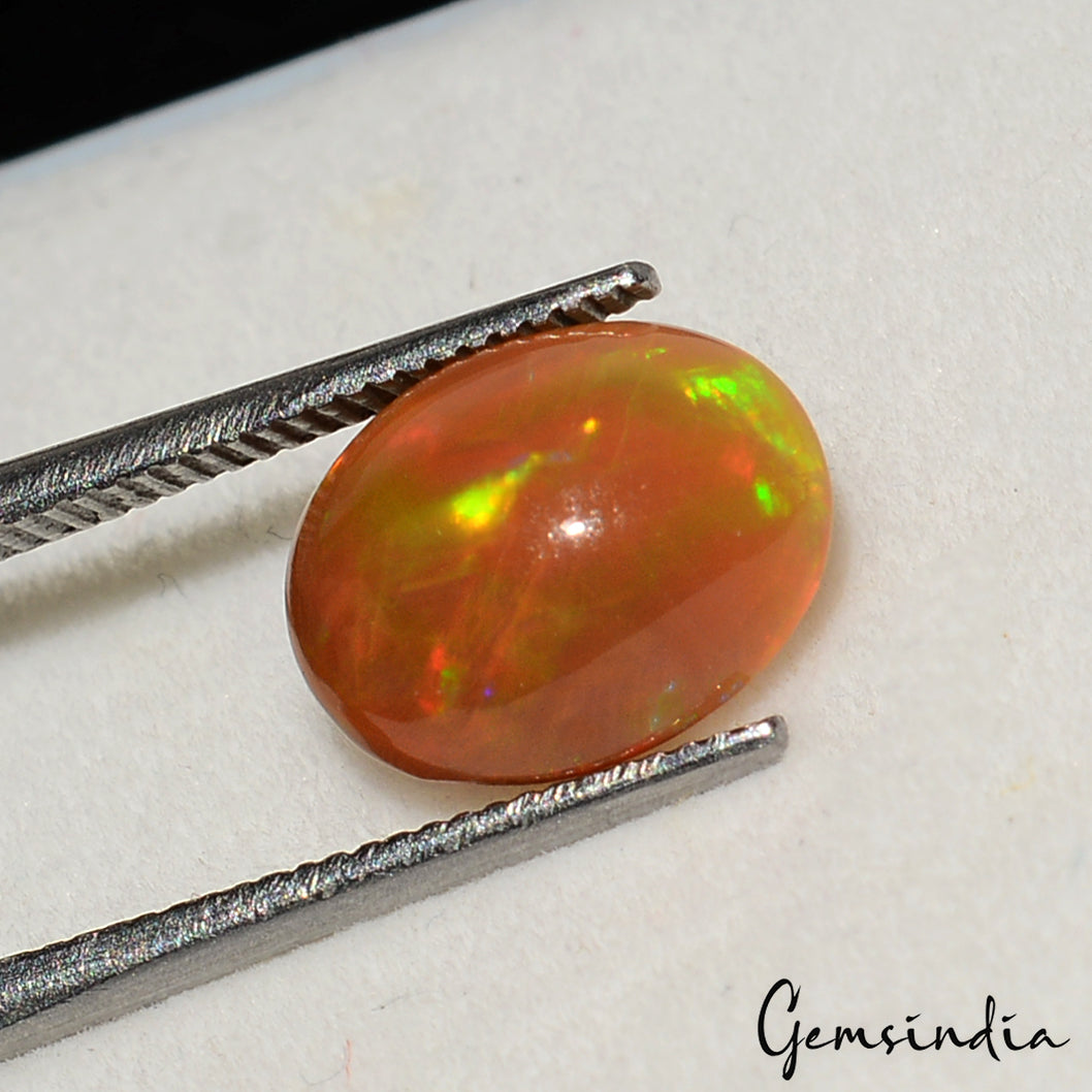 Natural Ethiopian Multi Fire Brown Opal Cabochon 1.30Ct Loose Gemstone Ring Size