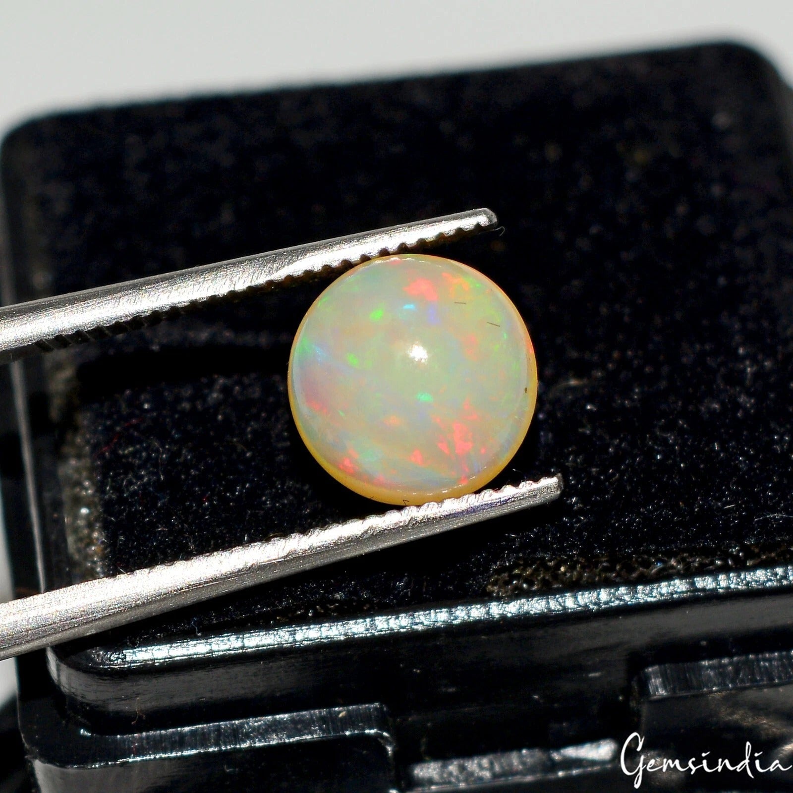 1.20 Ct Natural Ethiopian Opal Multi Welo Fire Round Cab Loose Rare Gem For Ring
