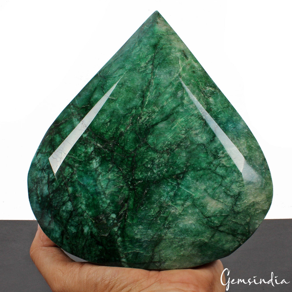 Biggest 3.1 Kilo Natural BrazilianGreen Emerald Pear Faceted Huge Size Gemstone