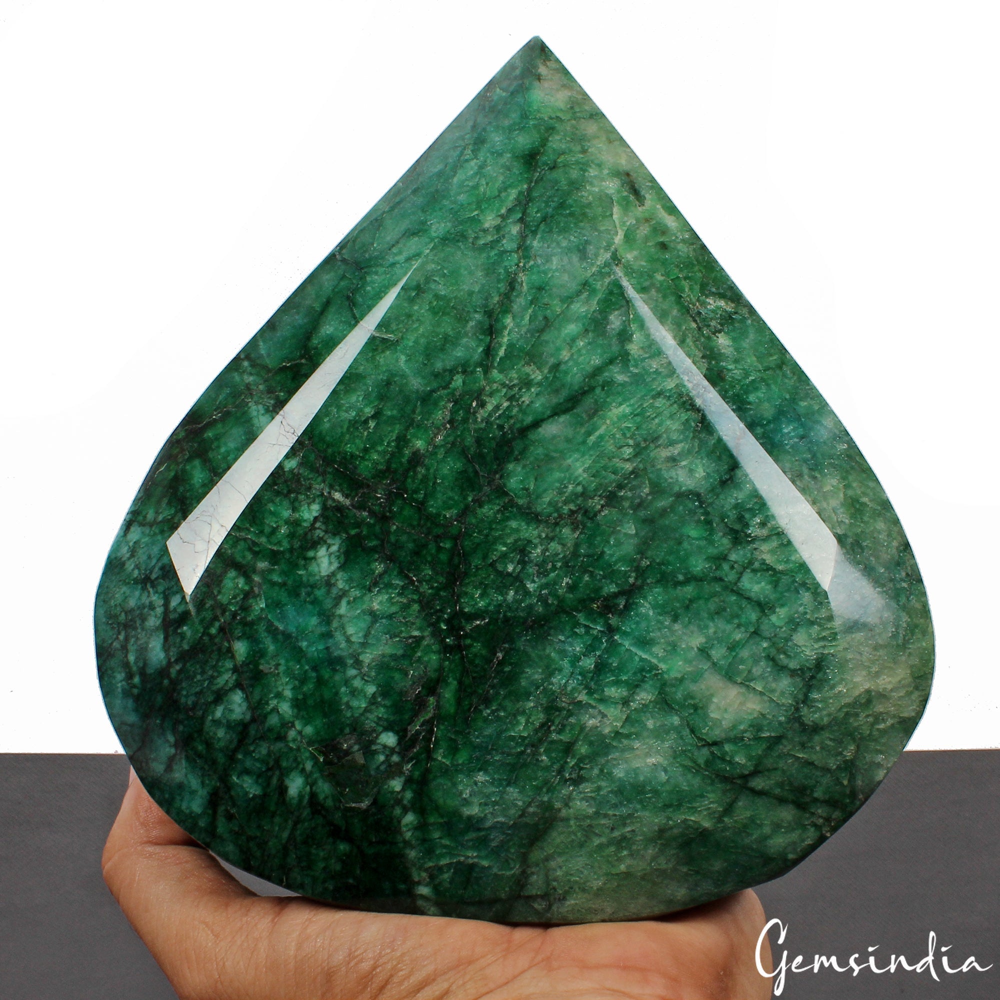 Biggest 3.1 Kilo Natural BrazilianGreen Emerald Pear Faceted Huge Size Gemstone