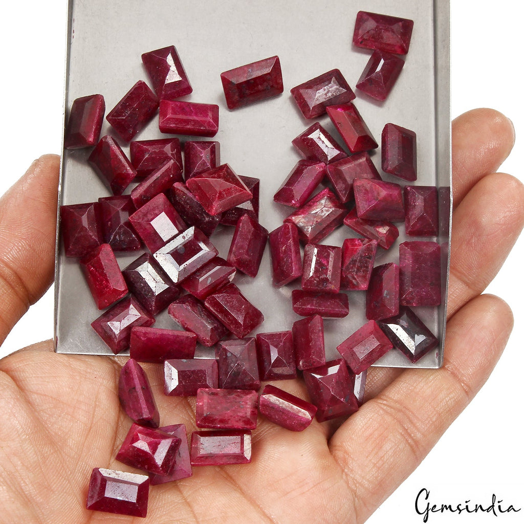 490 Ct/58 Pcs Natural Red Ruby Baguette Cut Loose 11-16mm Gemstones For Jewelry