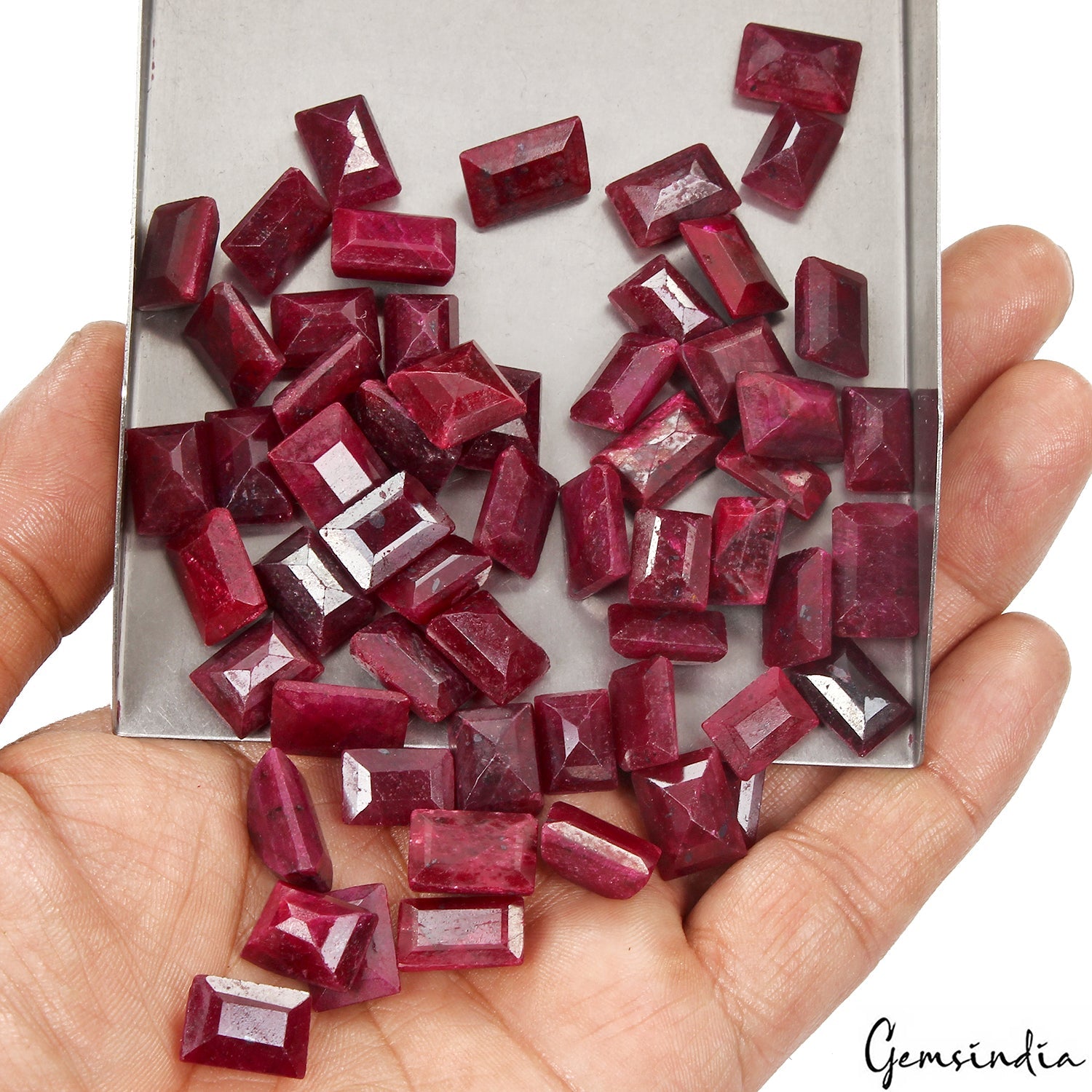 490 Ct/58 Pcs Natural Red Ruby Baguette Cut Loose 11-16mm Gemstones For Jewelry