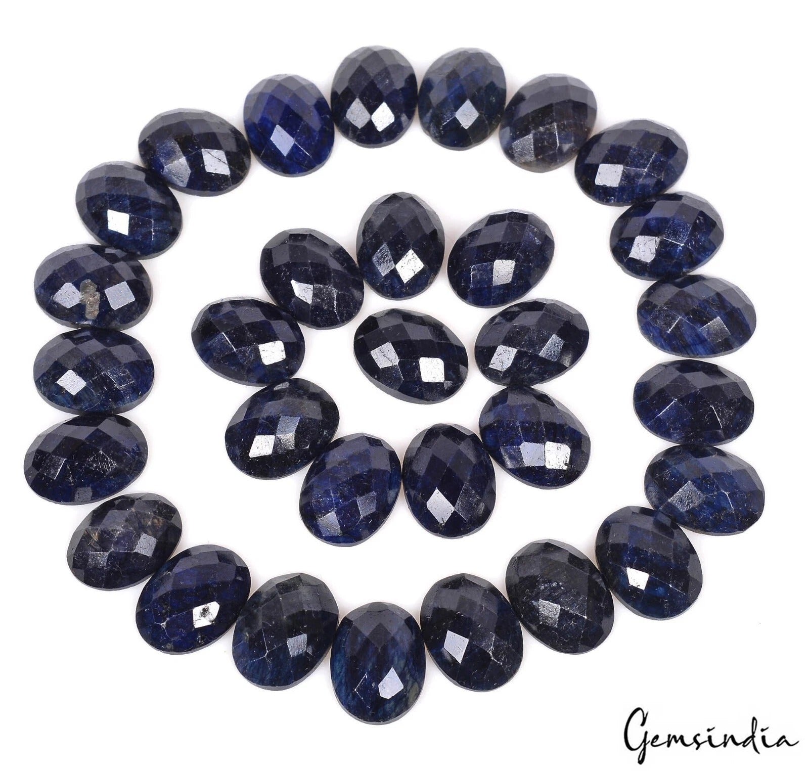 300 Ct/31 Pcs Natural Blue Sapphire Oval Checker Cut Calibrated Gems For Jewelry