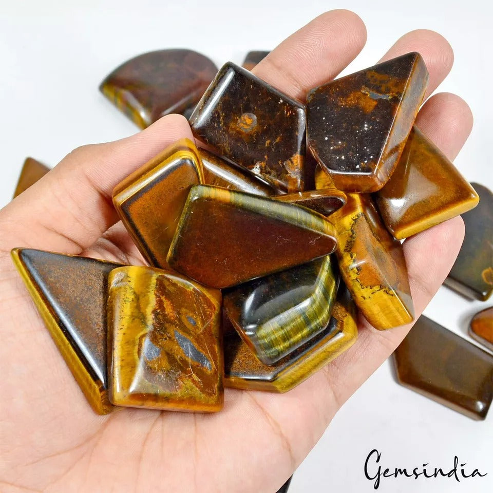 Tiger Eye Lot, Cabochon, Untreated — 28 Pieces, 25mm to 57mm, 2500 Ct, Madagascar