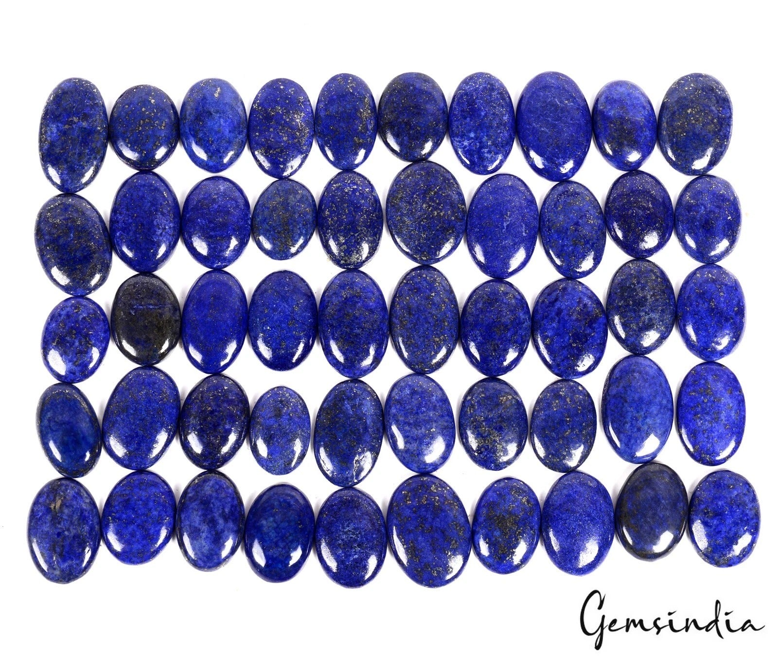 Lapis Lazuli Lot, Cabochon, Color Enhanced, Blue — 50 Pieces, 27mm to 38mm, 2500 Ct, Afghanistan
