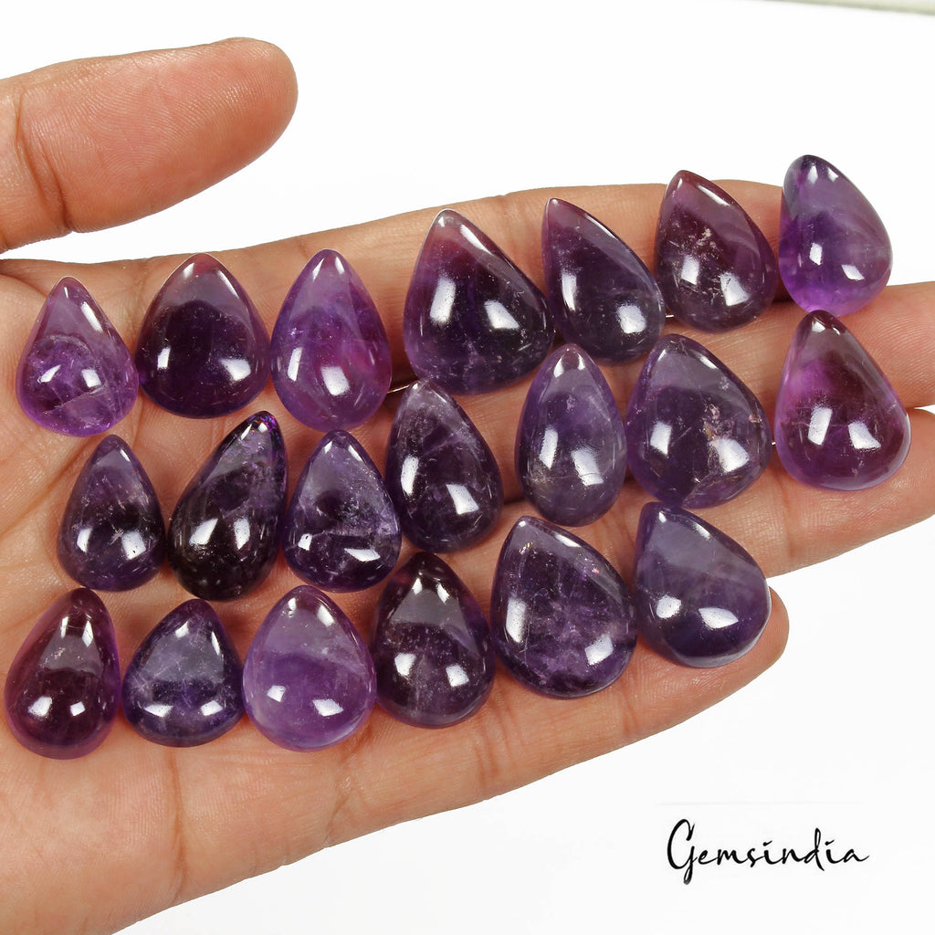430 Cts/20 Pcs Natural Untreated Dark Amethyst Pear Cab Loose Gems For Jewelry