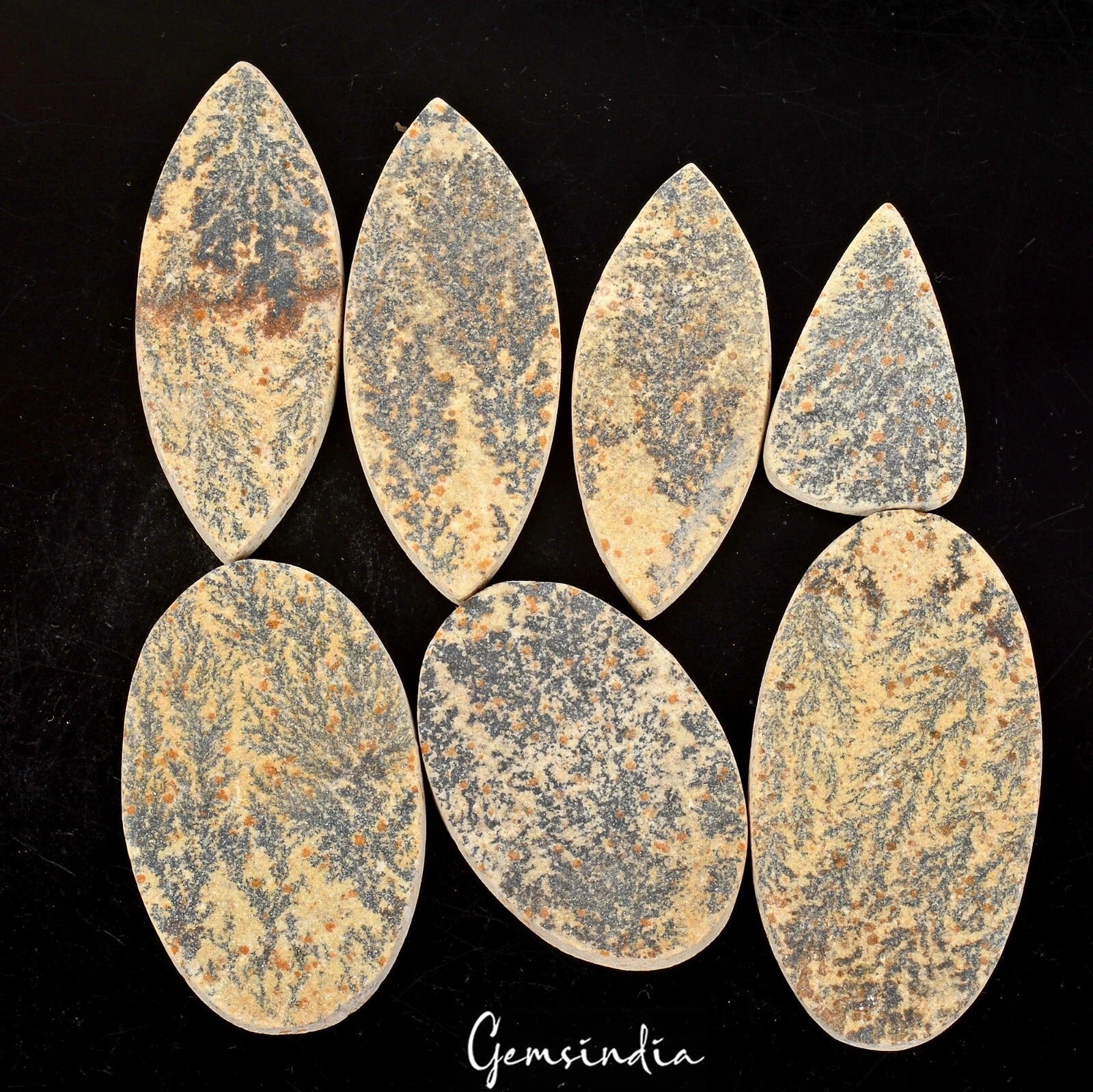 7 Pcs Natural Psilomelane Dendrite Collectible Druzy Crystal Loose Gemstones Lot