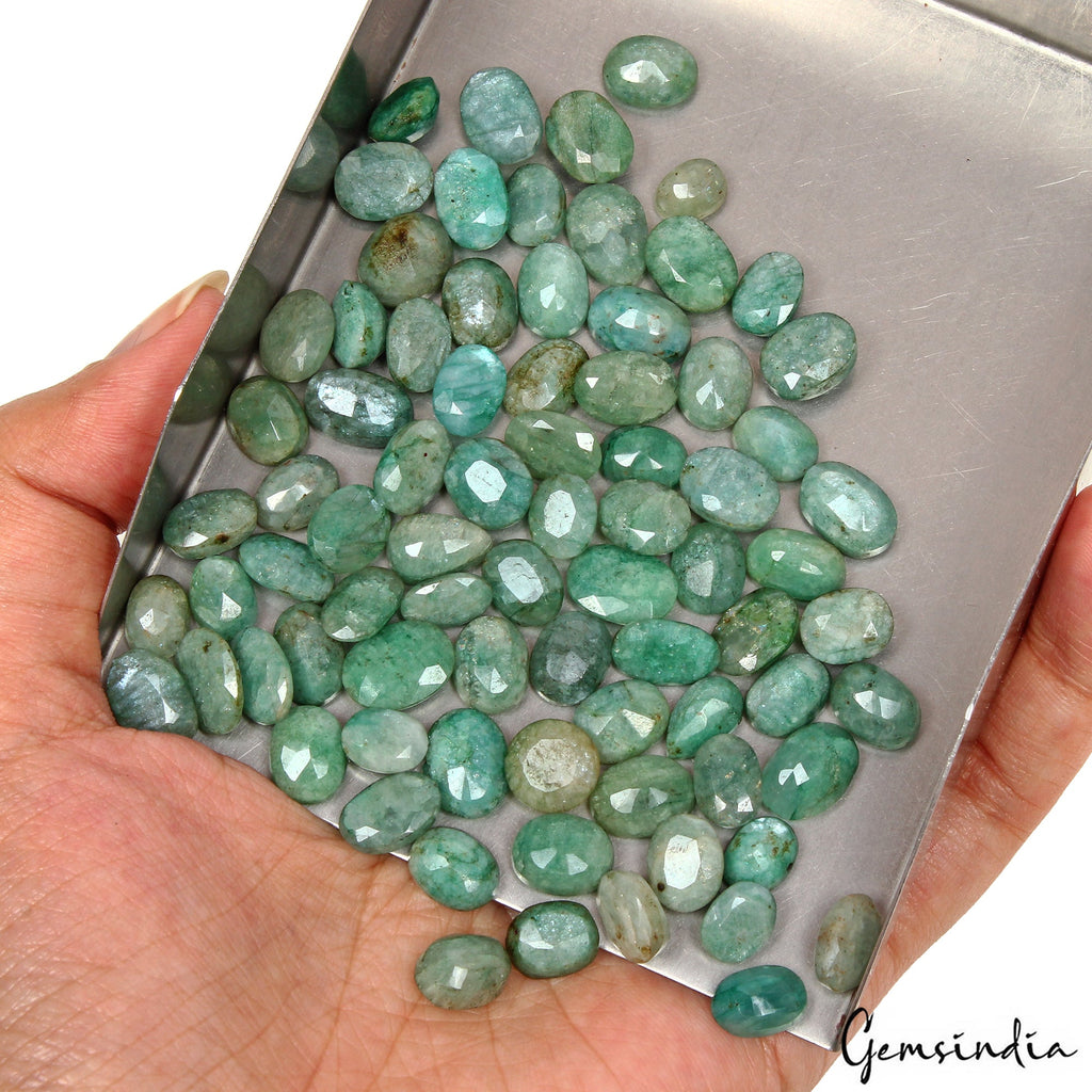 230.55 Ct Natural Green Brazilian Emerald Oval Faceted Loose Wholesale Lot 79 Pc