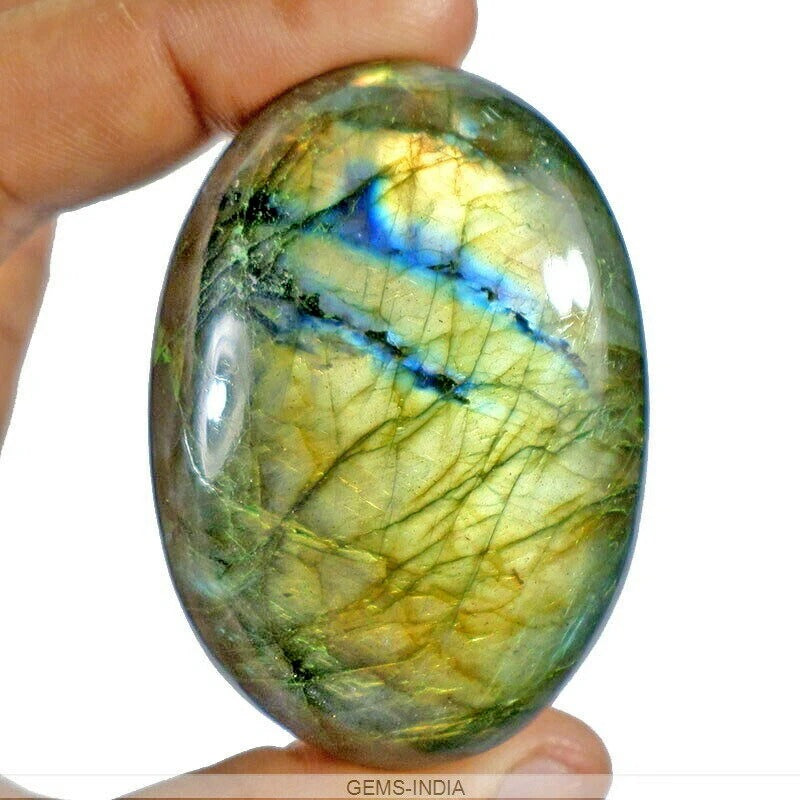 Labradorite Loose Gemstone, Untreated, Golden — 62x44x22mm, 540 Ct