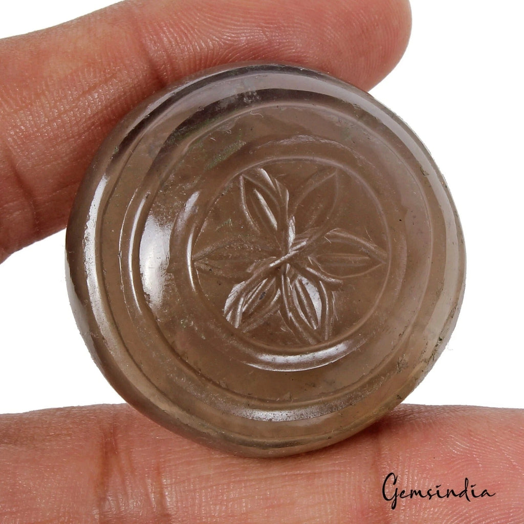 218.45 Ct Natural Untreated Smoky Hand Carved Round Cut Loose Gems For Jewelry