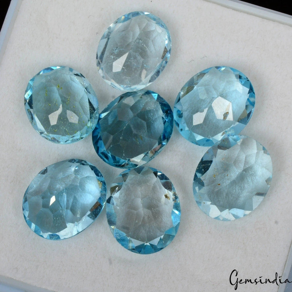 36.00 Ct Natural Blue Topaz Untreated Oval Cut Faceted Loose Wholesale Gems Lot