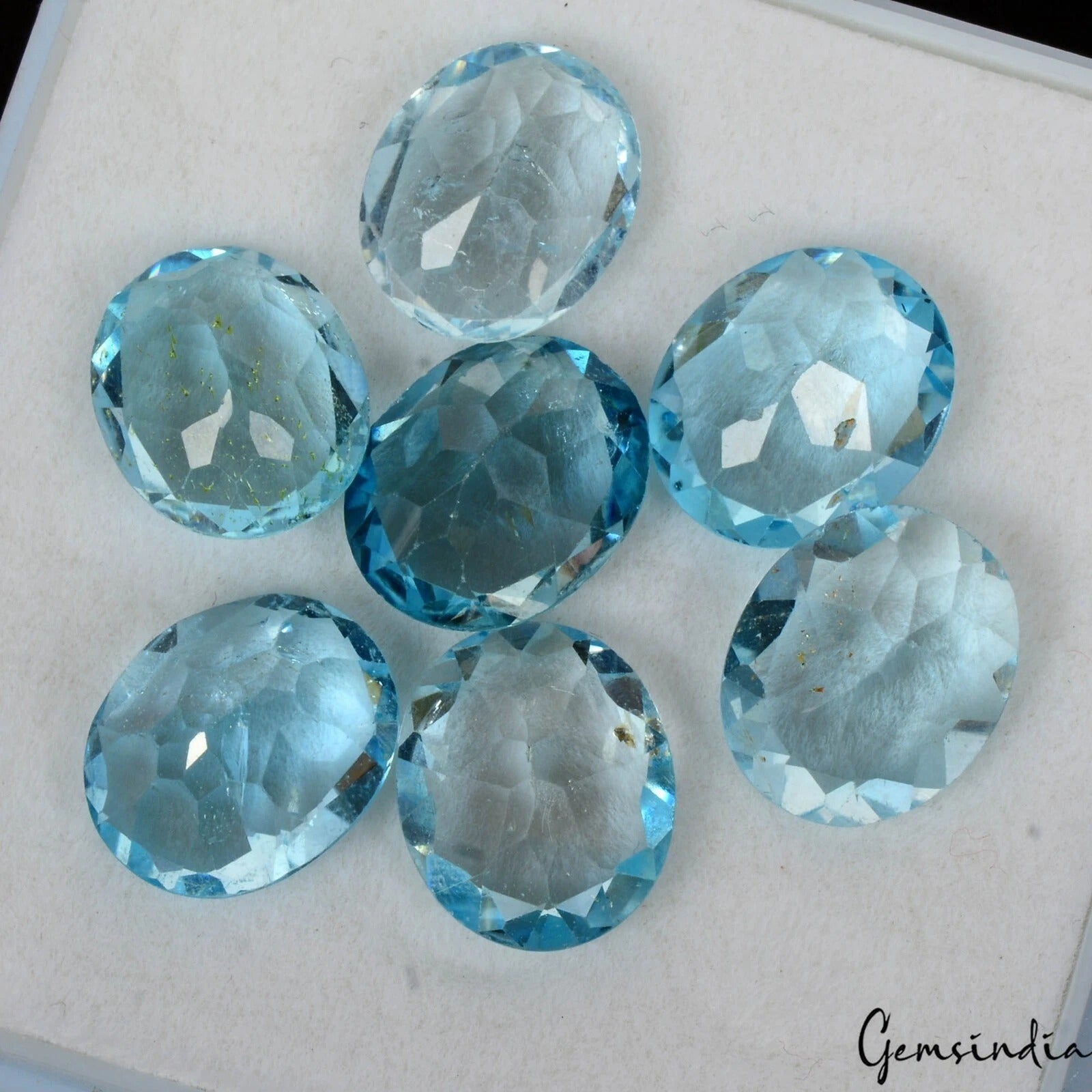 36.00 Ct Natural Blue Topaz Untreated Oval Cut Faceted Loose Wholesale Gems Lot