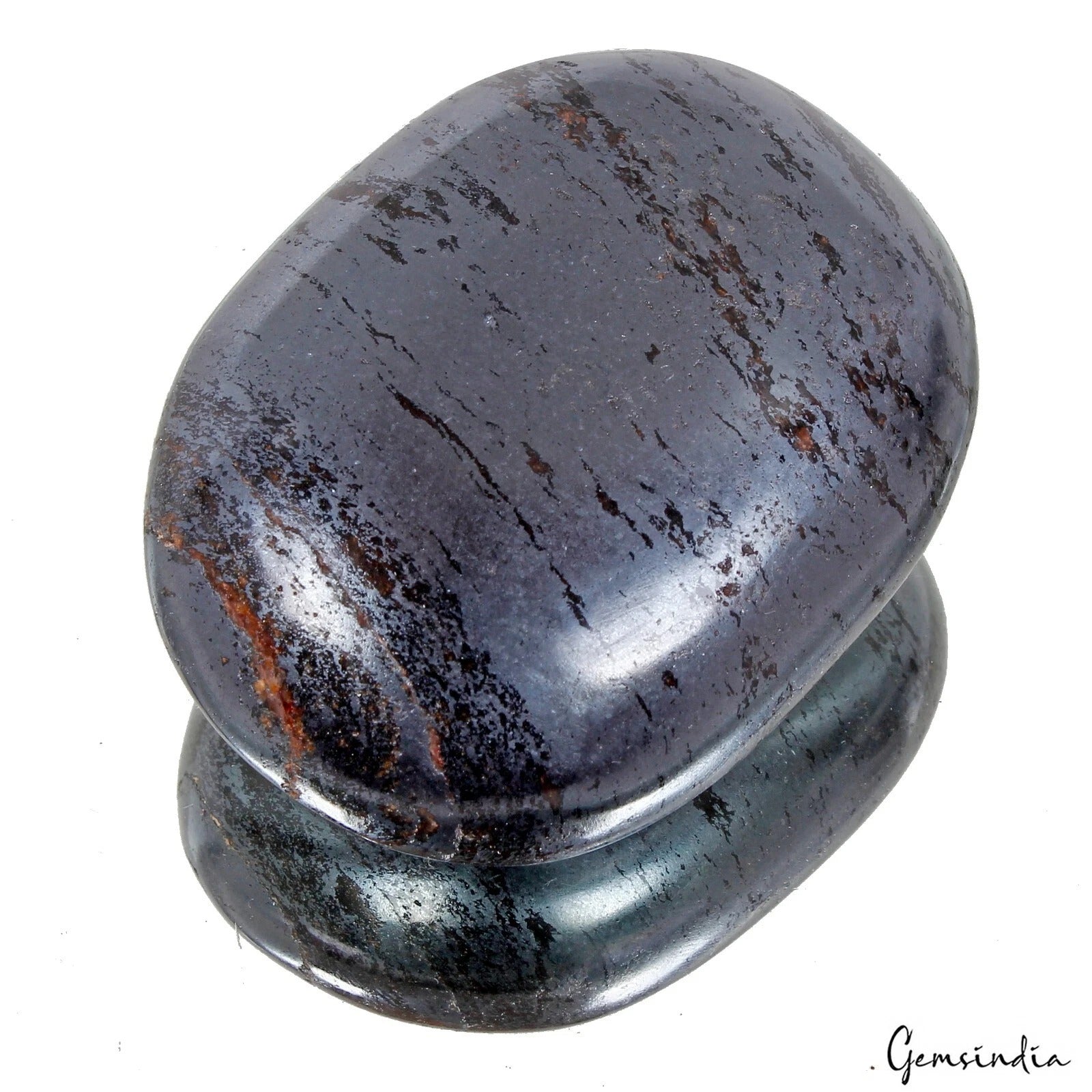 970 Cts Natural Untreated Gray Gun Metal Polished Palm Crystal Healing Huge Gem