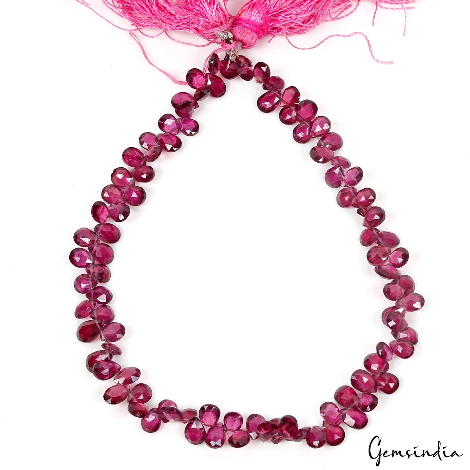 Super Quality Natural Rubellite Tourmaline 5mm-7mm Pear Cut Briolettes Strand 9"