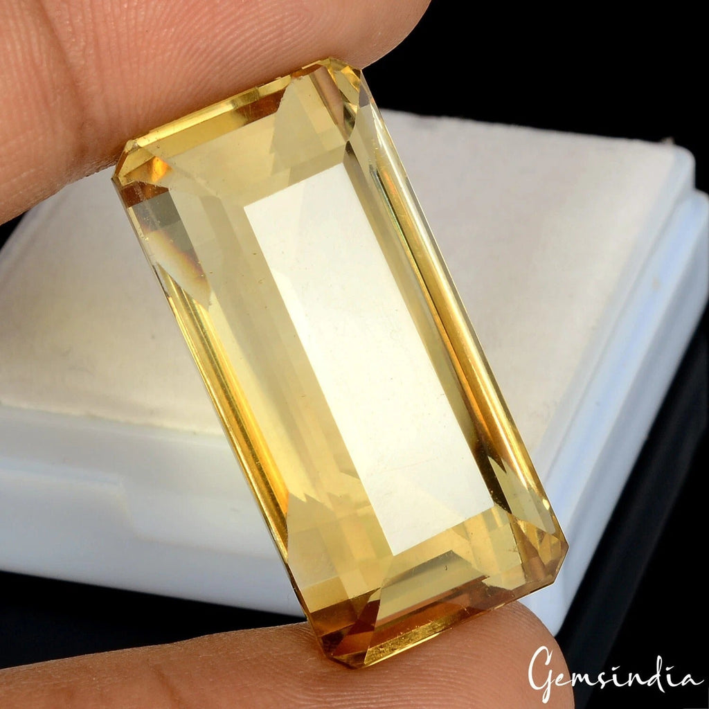 Certified 57.90 Cts Natural Untreated Brazilian Yellow Citrine Octagon Cut Gem