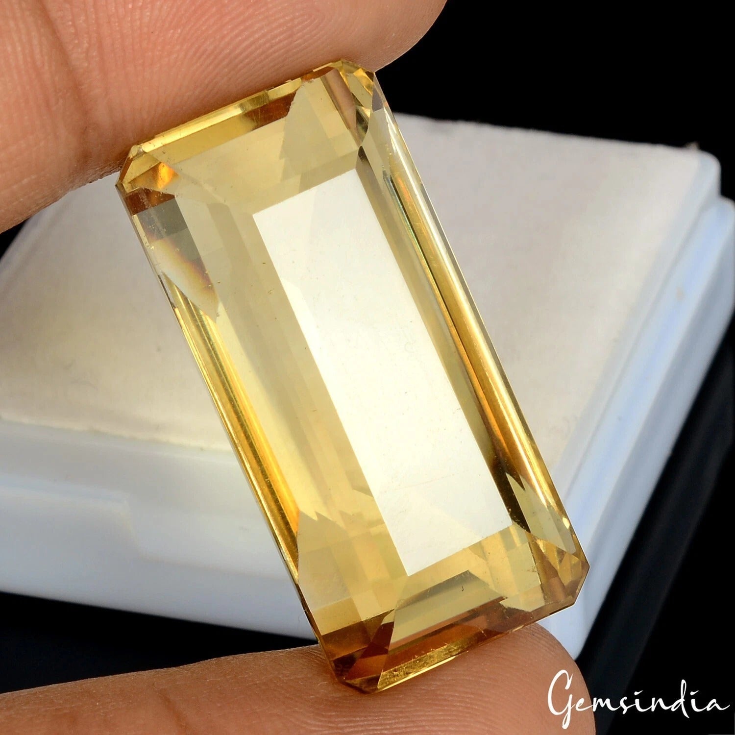 Certified 57.90 Cts Natural Untreated Brazilian Yellow Citrine Octagon Cut Gem